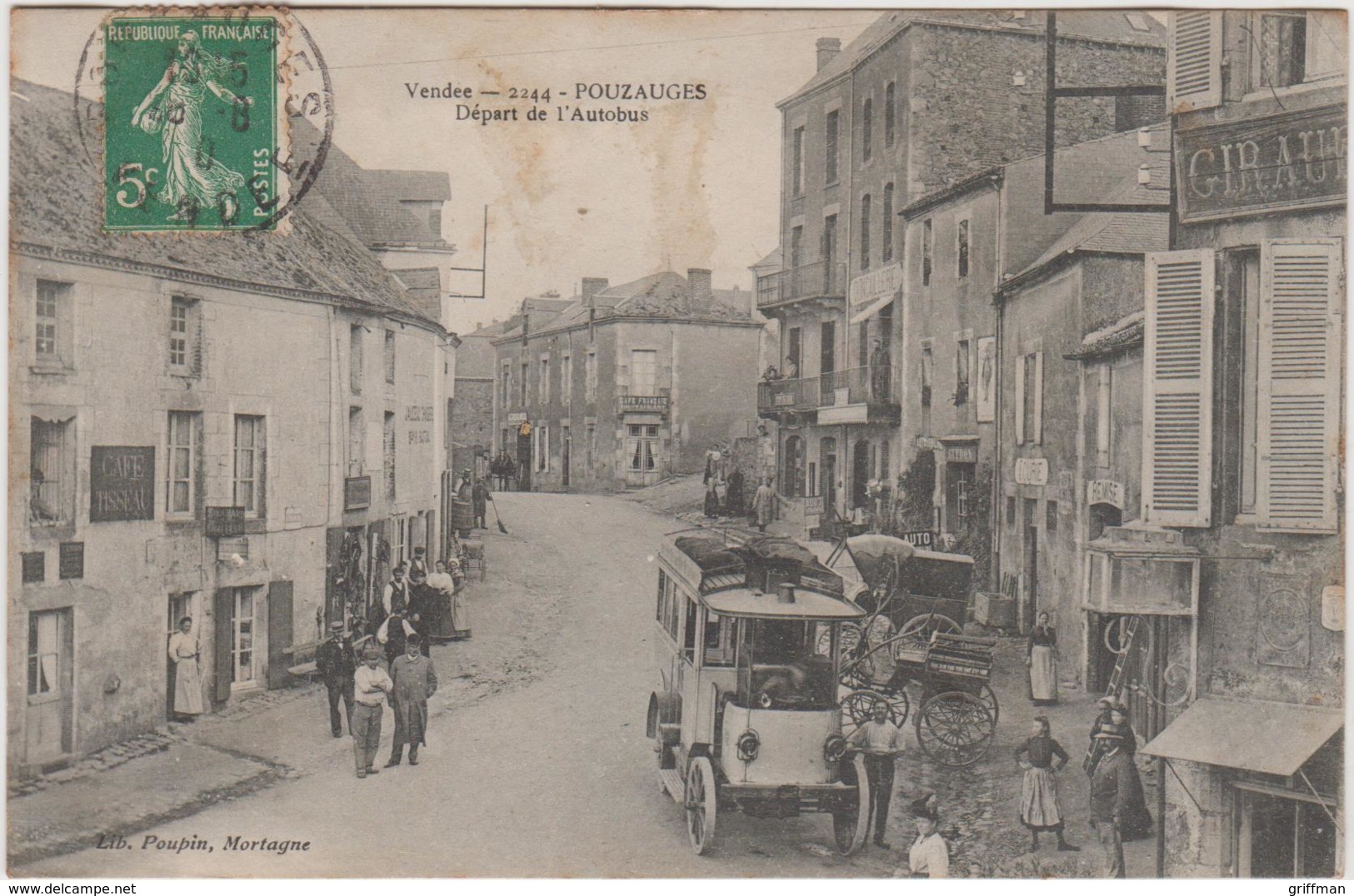 POUZAUGES DEPART DE L'AUTOBUS 1910 TBE - Pouzauges