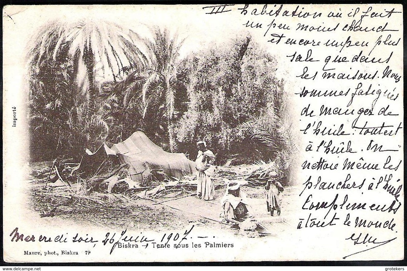 BISKRA Tente Sous Les Palmiers 1907 > B - Rhode-St.Genese - Biskra