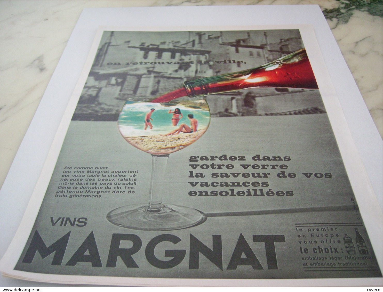 ANCIENNE PUBLICITE SAVEUR DE VOS VACANCE LES VIN MARGNAT 1964 - Alcools