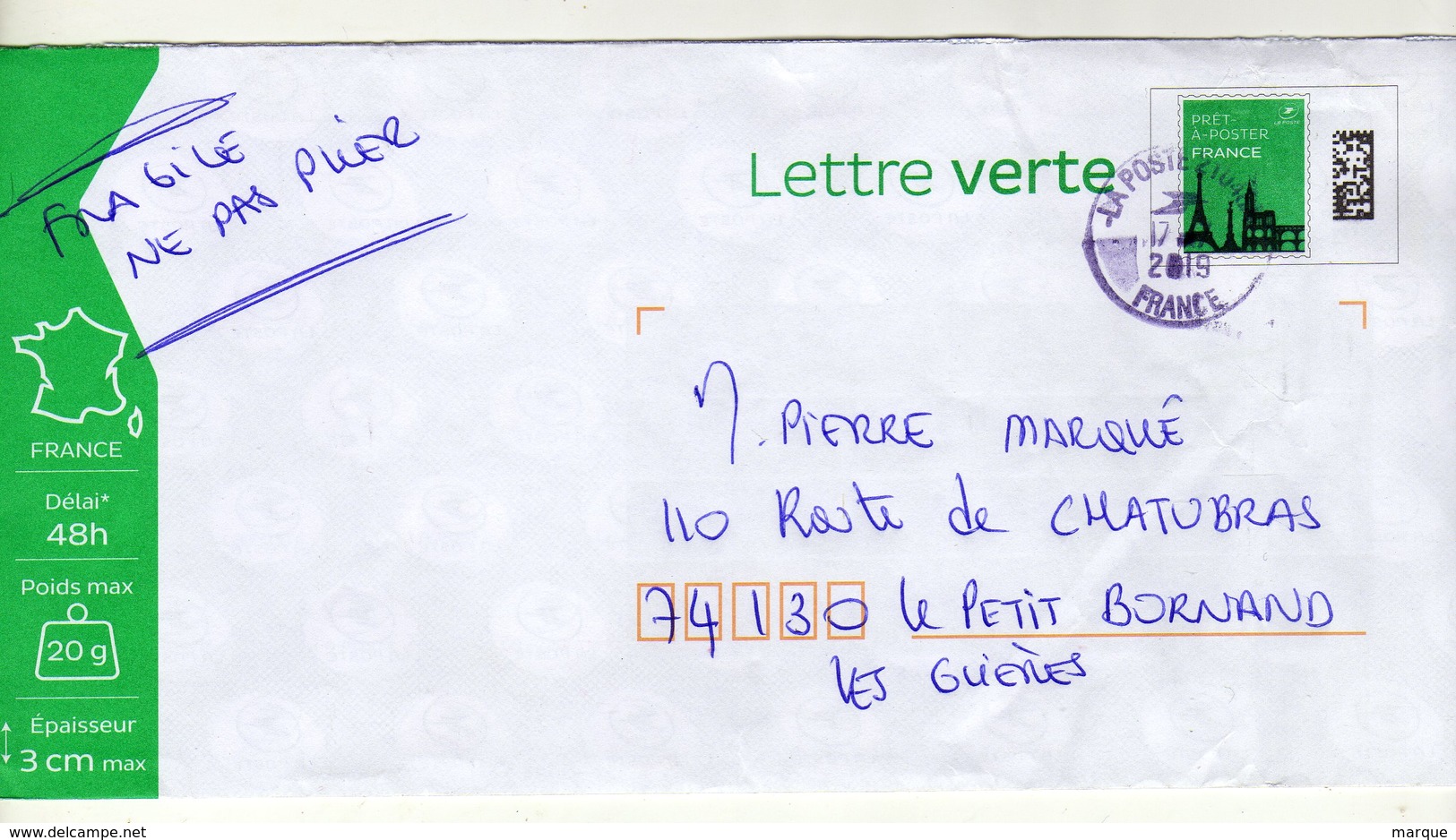 Enveloppe Prêt à Poster Lettre Suivie FRANCE Oblitération LA POSTE 21046A 17/07/2019 - Prêts-à-poster:  Autres (1995-...)