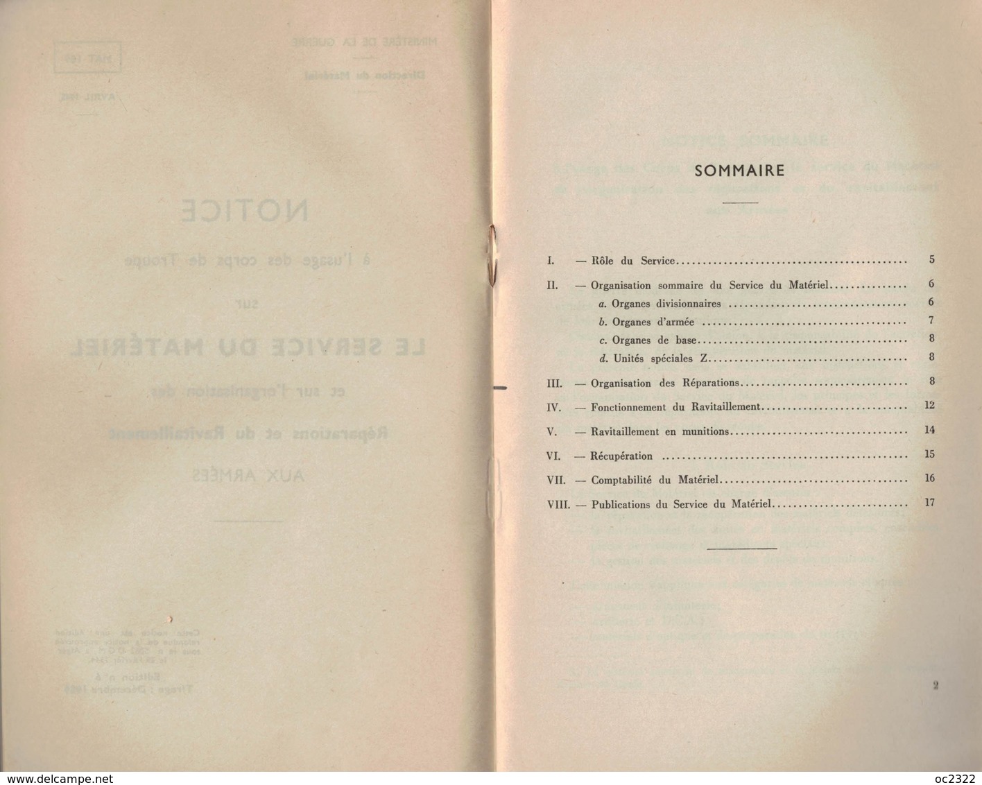 MANUEL MILITAIRE De 1953 LE SERVICE DU MATÉRIEL Réparations Et Ravitaillement - Equipement