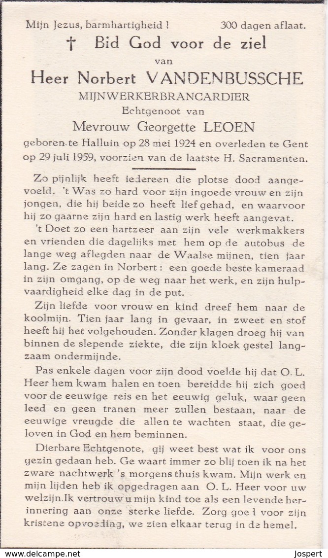 Halluin, 1959, Gent, Norbert  Vandenbussche, Leoen - Images Religieuses