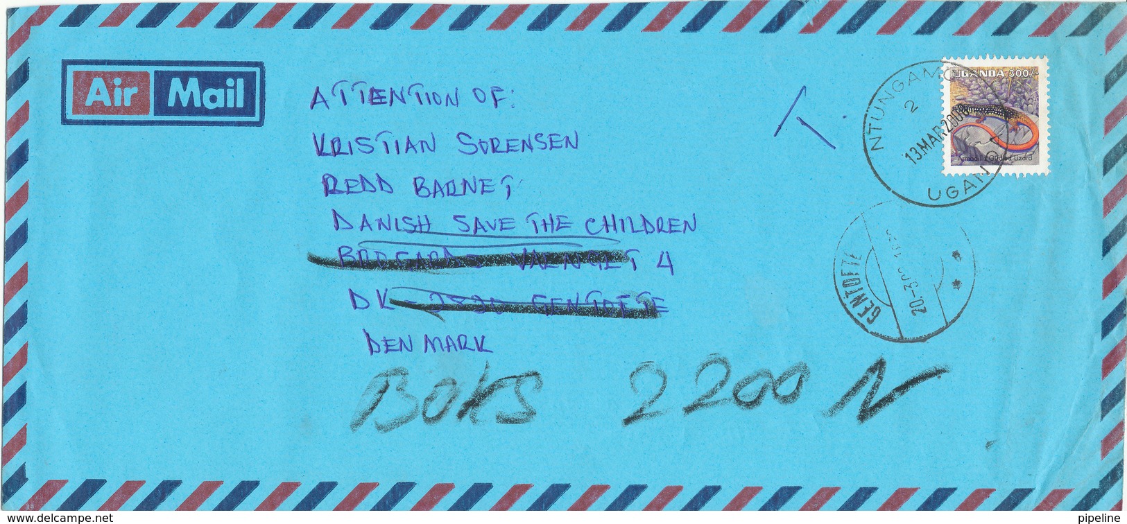 Uganda Air Mail Cover Sent To Denmark 13-3-2000 And Returned Because Of Wrong Address - Uganda (1962-...)