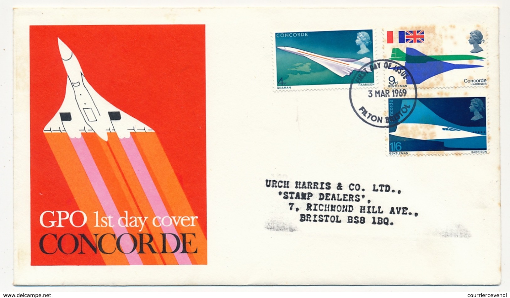 GRANDE BRETAGNE - Enveloppe 1er Jour CONCORDE 3 Mars 1969 - Concorde