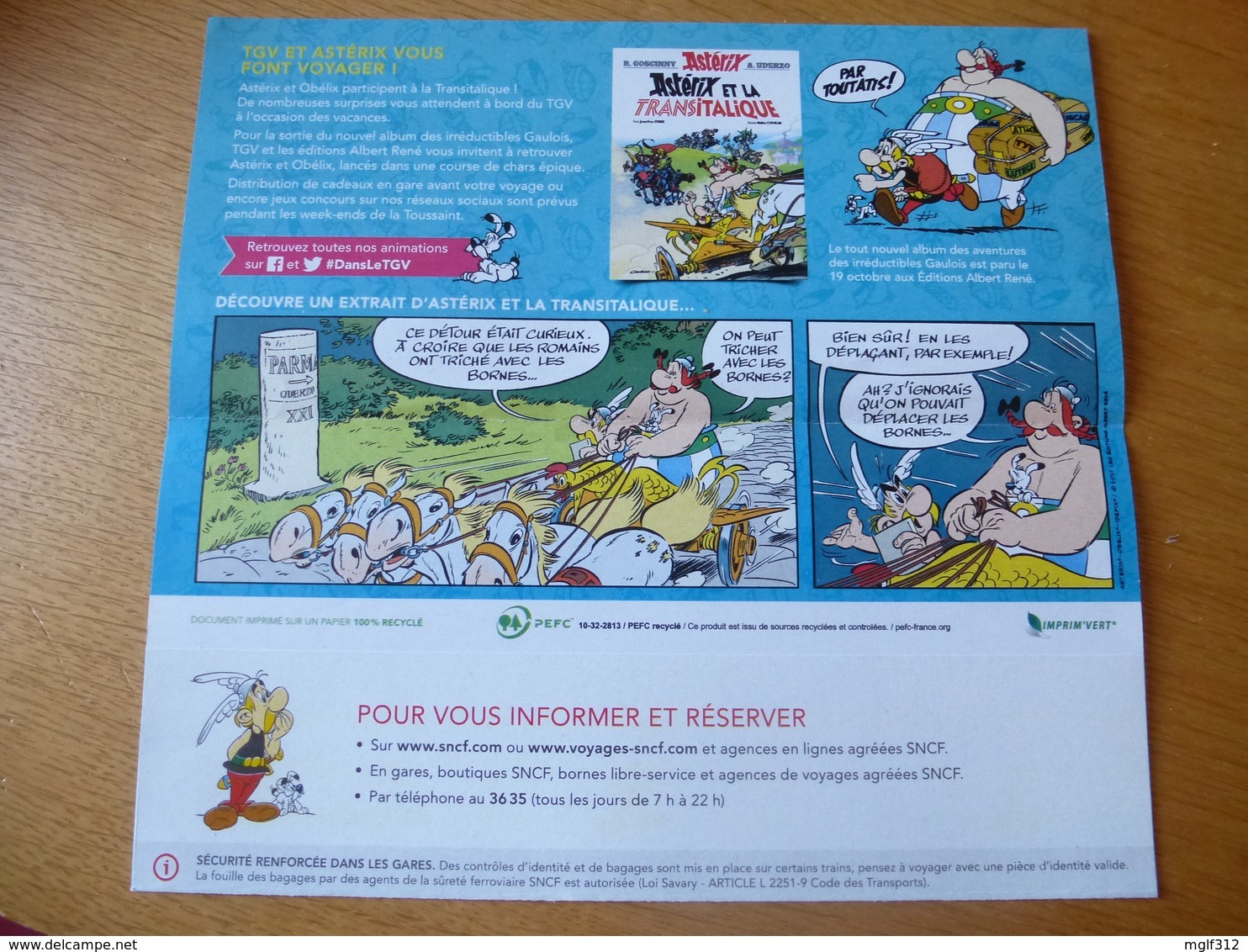 ASTERIX : Pochette De Billet De Train  Illustré Pour L'album Astérix Et La Transitalique - Détails Voir Les 2 Scans - Autres & Non Classés