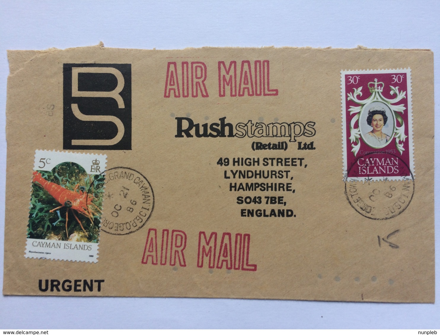 CAYMAN ISLANDS  1986 Air Mail Cover George Town To England - Iles Caïmans