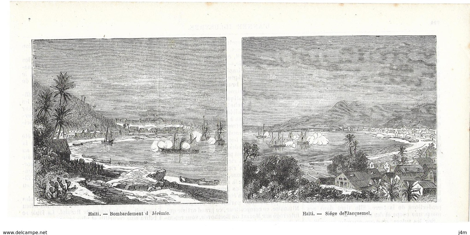 GRAVURE De 1868....HAÏTI. Bombardement De JEREMIE Et Siège De JACQUEMEL - Stiche & Gravuren