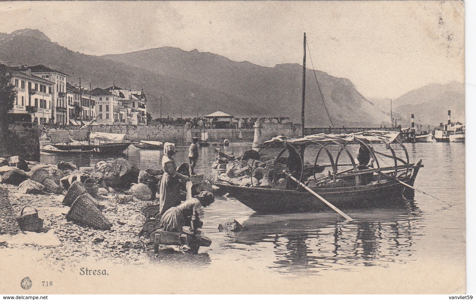 STRESA-VERBANO CUSIO OSSOLA-LAVANDAIE-BELLISSIMA CARTOLINA  VIAGGIATA NEL 1908?-TIMBRO NON LEGGIBILE - Verbania