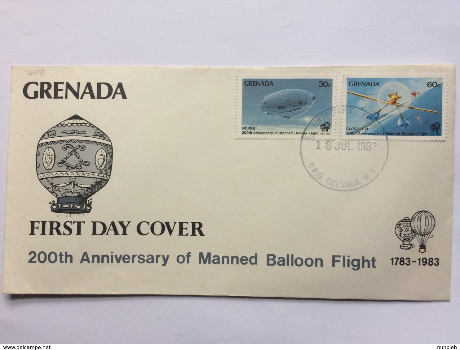 GRENADA 1985 Balloon Flight FDC - Grenada (1974-...)