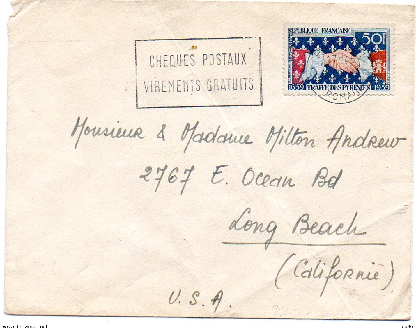 France N° 1223 Y. Et T. Paris  Flamme Illustrée  Du 04/12/1959? Pour Les USA - 1921-1960: Modern Period