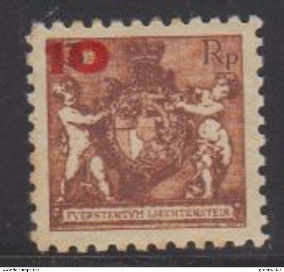 Liechtenstein 1924 Freimarken - Aushilfsausgabe 10Rp Auf 13Rp Perf. 9.5 ** Mnh (gum Is Not Perfect, Brown Spots) (44413) - Ongebruikt