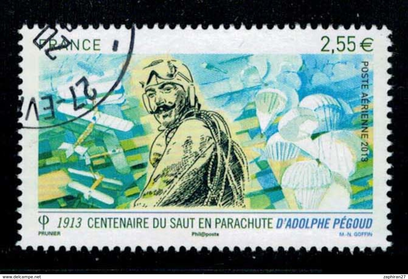 2013 CENTENAIRE SAUT EN PARACHUTE ADOLPHE PEGOUD OBLITERE CACHET ROND  #228# - Usati