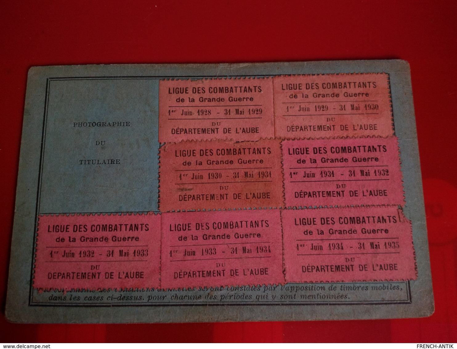 LIGUE DES COMBATTANTS DE LA GRANDE GUERRE DEPARTEMENT DE L AUBE 1929 - Unclassified