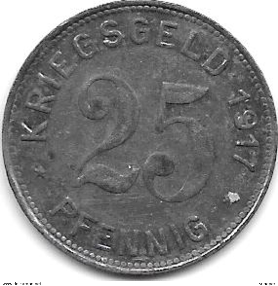 *notgeld  Haan 25 Pfennig 1917 Zn     5373.1 / F 182.1A - Andere & Zonder Classificatie