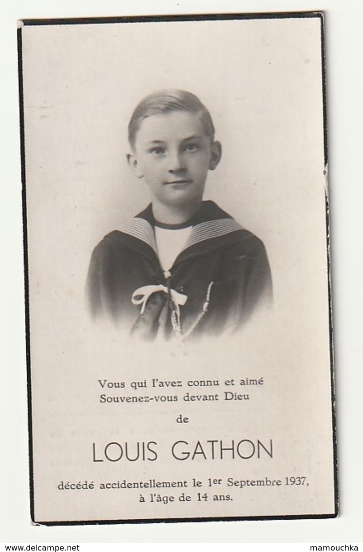 Décès Accidentel De Louis GATHON 1937 à L'âge De 14 Ans (enfant) - Verviers - Images Religieuses