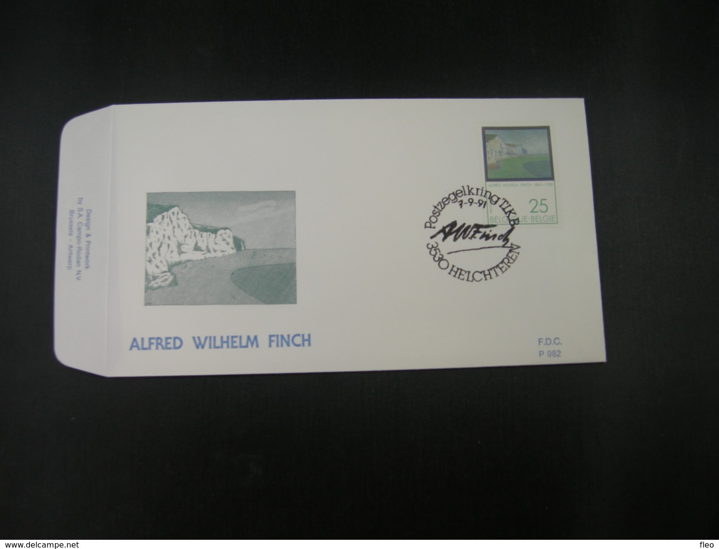 BELG.1991 2417 FDC ( Helchteren ) : "Peintre Et Céramiste Alfred Wilhelm Finch (1854-1930)" - 1991-2000