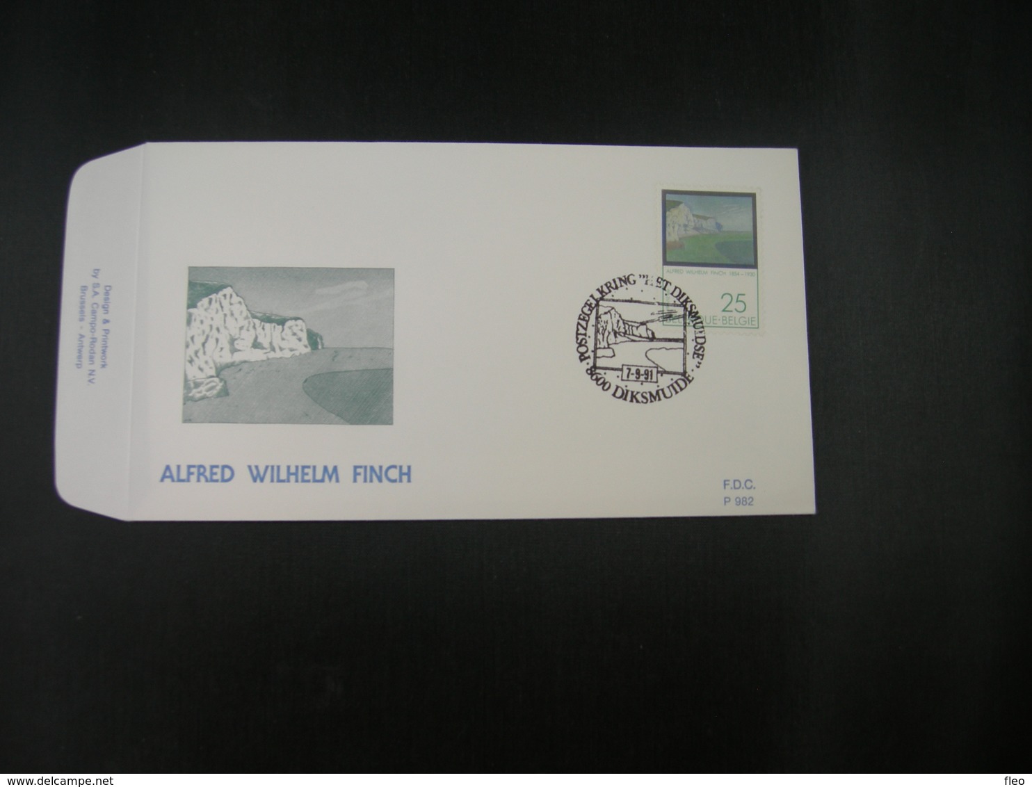 BELG.1991 2417 FDC ( Diksmuide ) : "Peintre Et Céramiste Alfred Wilhelm Finch (1854-1930)" - 1991-2000