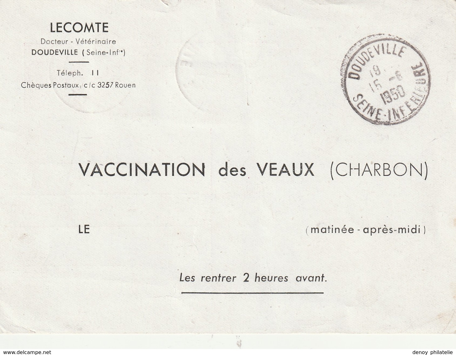 Carte Postale Repiquage Lecompte Doudeville Sur 2.4 Iris Avec  Complement D'affranchissement - Overprinter Postcards (before 1995)