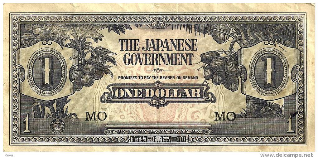 MALAYSIA MALAYA JAPAN OCCUPATION $1 BLACK PREFIX MO FRUIT FRONT MOTIF BACK ND(1942-44)VF P? READ DESCRIPTION!! - Malasia