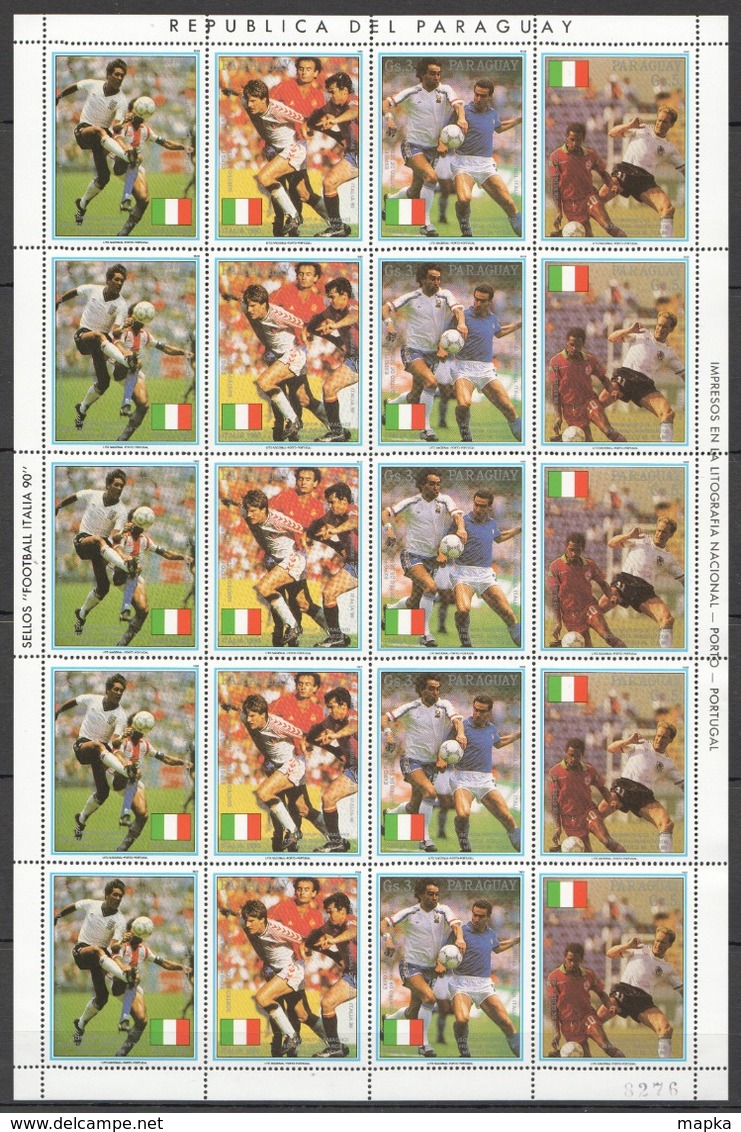 EC156 1989 PARAGUAY SPORT FOOTBALL WORLD CUP ITALY 1990 !!! BIG SH MNH - 1990 – Italien