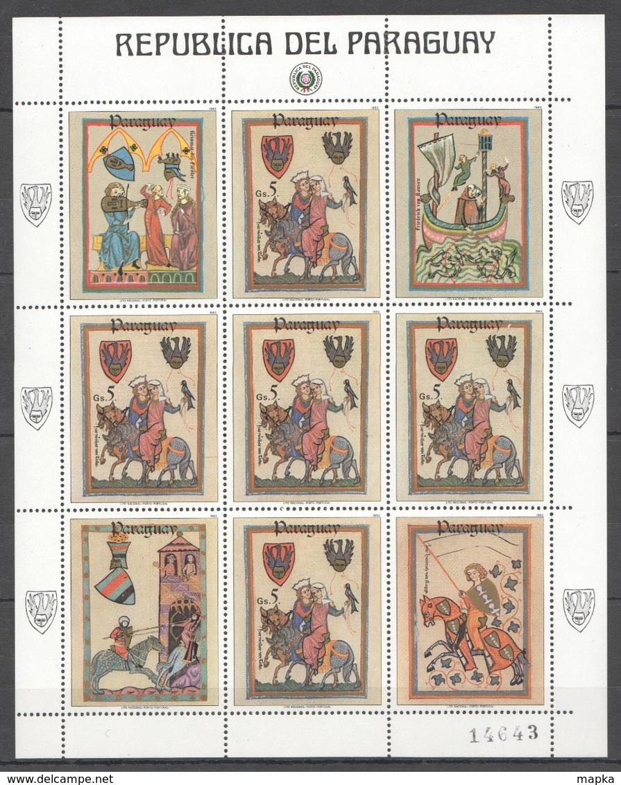 EC169 1983 PARAGUAY ART HORSES KNIGHTS 1KB MNH - Other & Unclassified