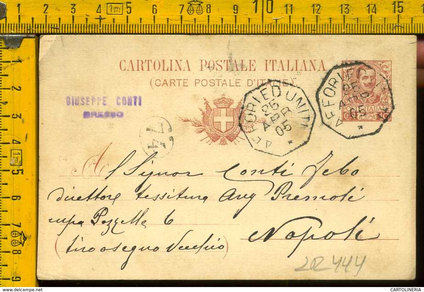 Regno Cartolina Intero Postale Floreale Collettoria Affori Ed Uniti Napoli - Storia Postale