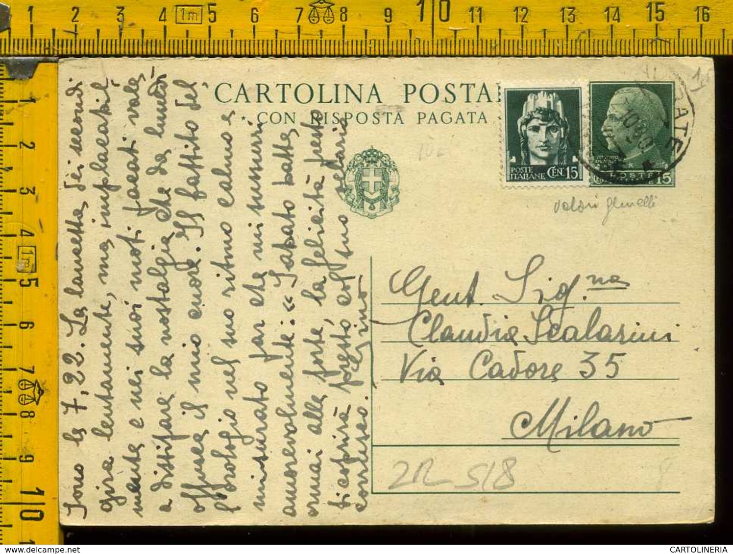 Regno Cartolina Intero Postale Imperiale Gavirate Milano - Storia Postale