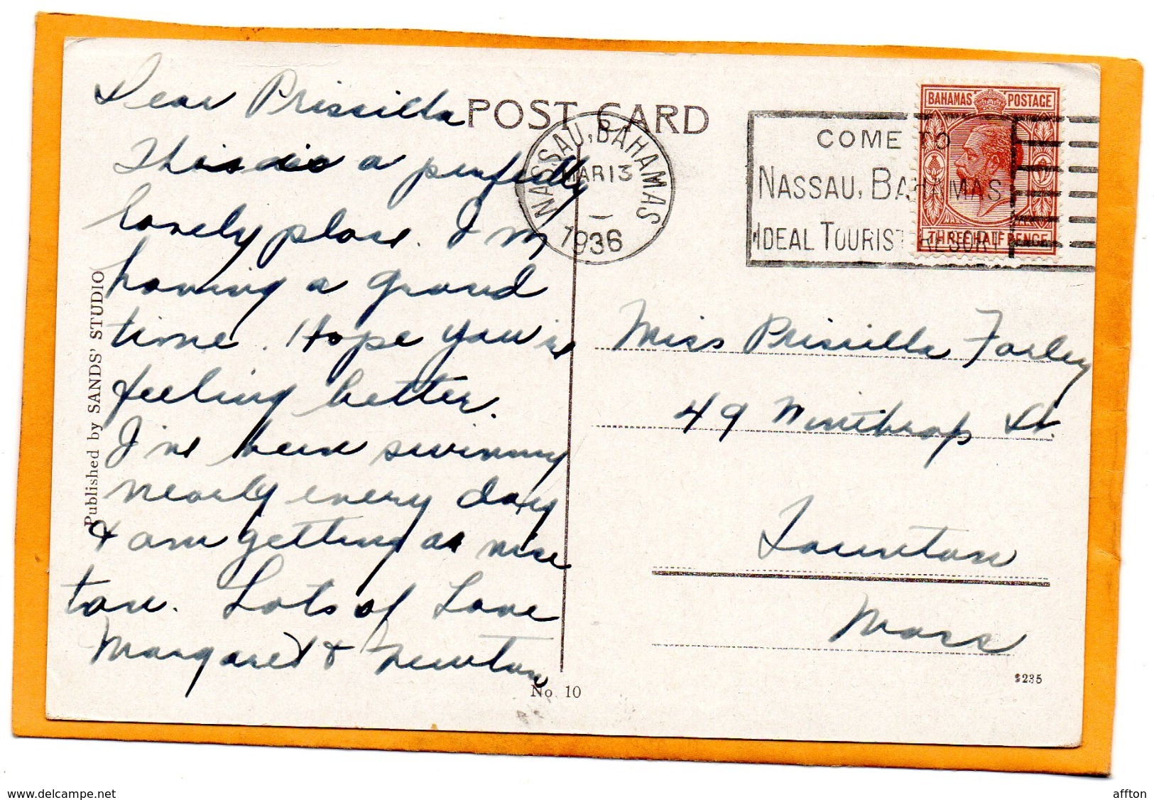 Nassau Bahamas 1938 Postcard Mailed - Bahamas