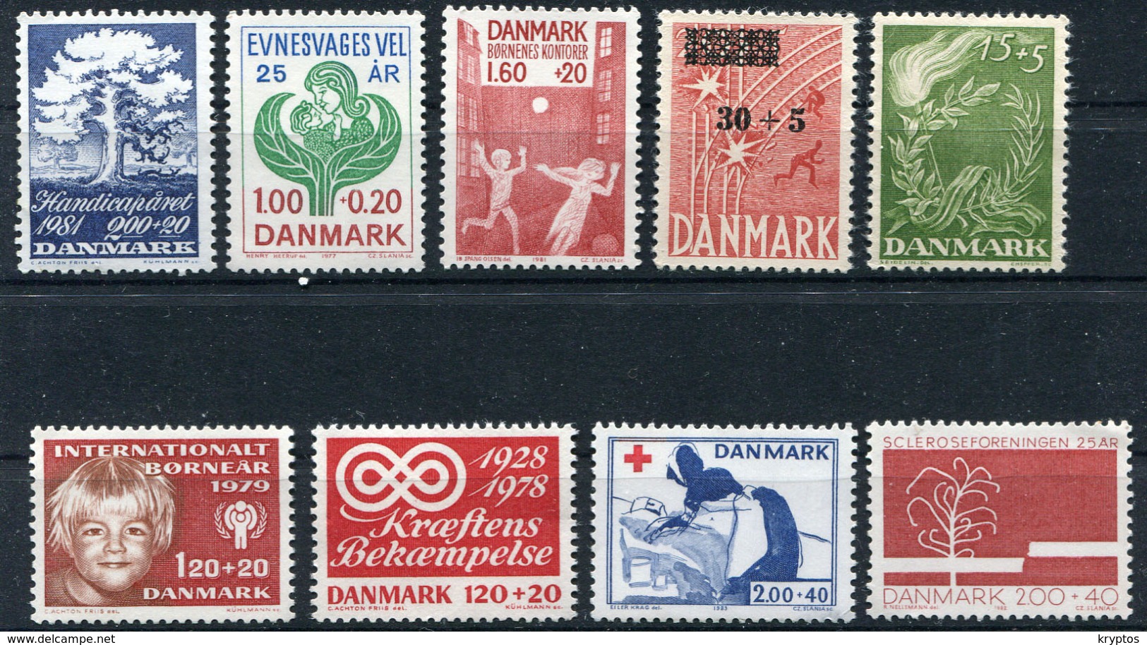 Denmark. 9 Different Charity Stamps** - Collections