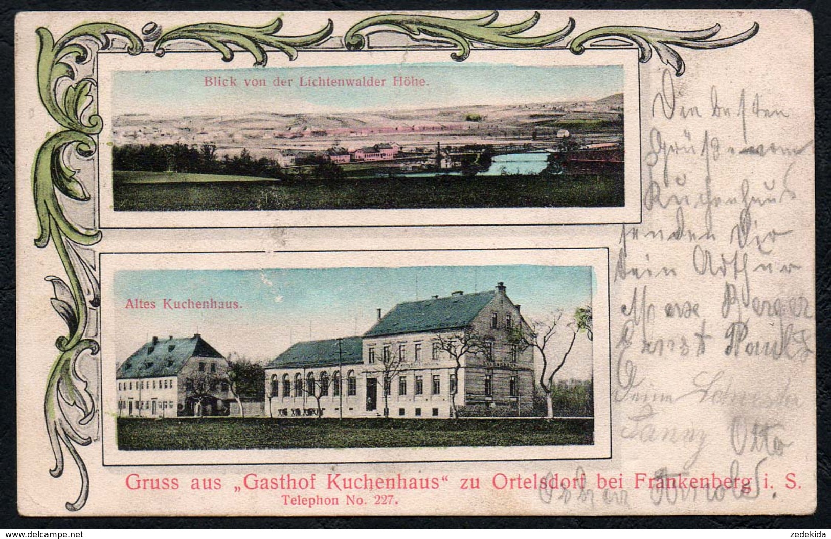 C7484 - Ortelsdorf  Bei Frankenberg - Gruß Aus - Gasthof Gaststätte Kuchenhaus - Edmund Papezik & Co Chemnitz - Frankenberg