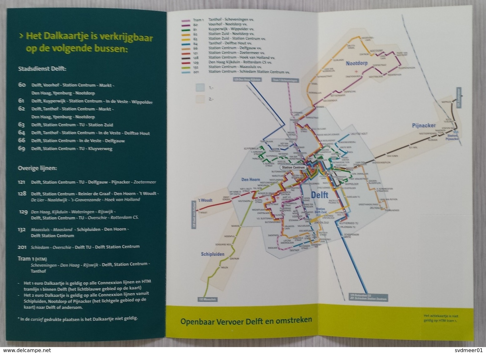 Advertorial Booklet, Connexxion Bus Line Delft, Netherlands, 2004, Route Map, Including Test Ticket (traces Of Use) - Cars