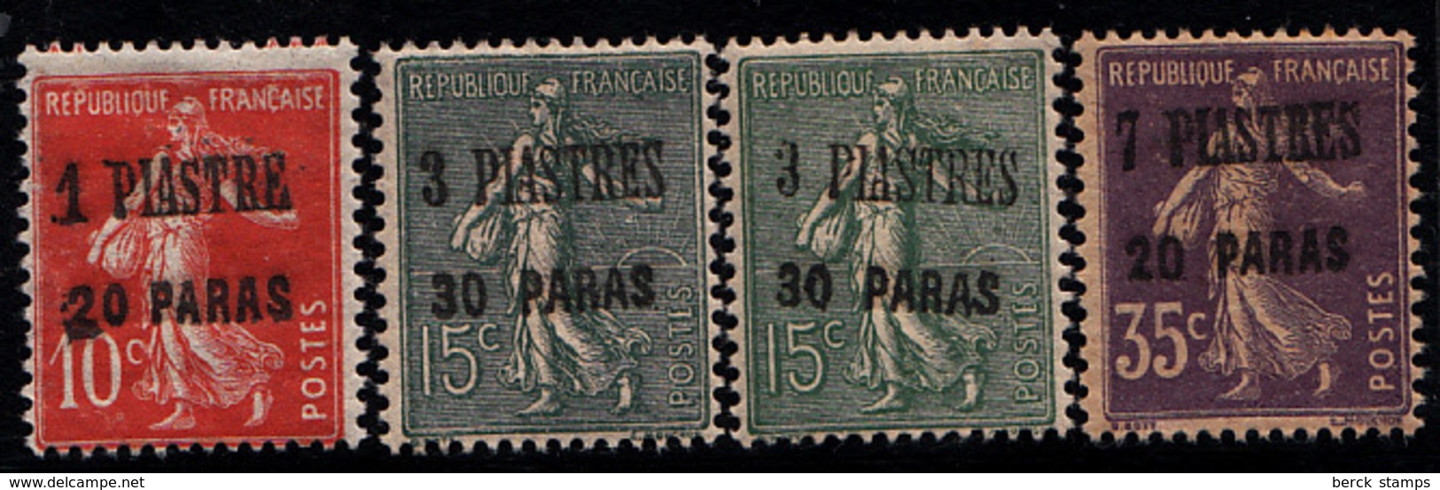 LEVANT - N° 38/40* - 4 VALEURS - VARIETE DE SURCHARGE SUR LE 15c. - Unused Stamps