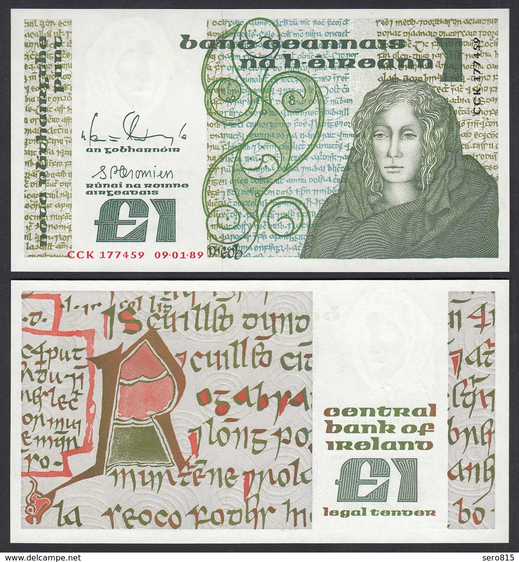 IRLAND - IRELAND 1 POUND Banknote 1989 Pick 70d AUNC (1-)  (24952 - Ierland