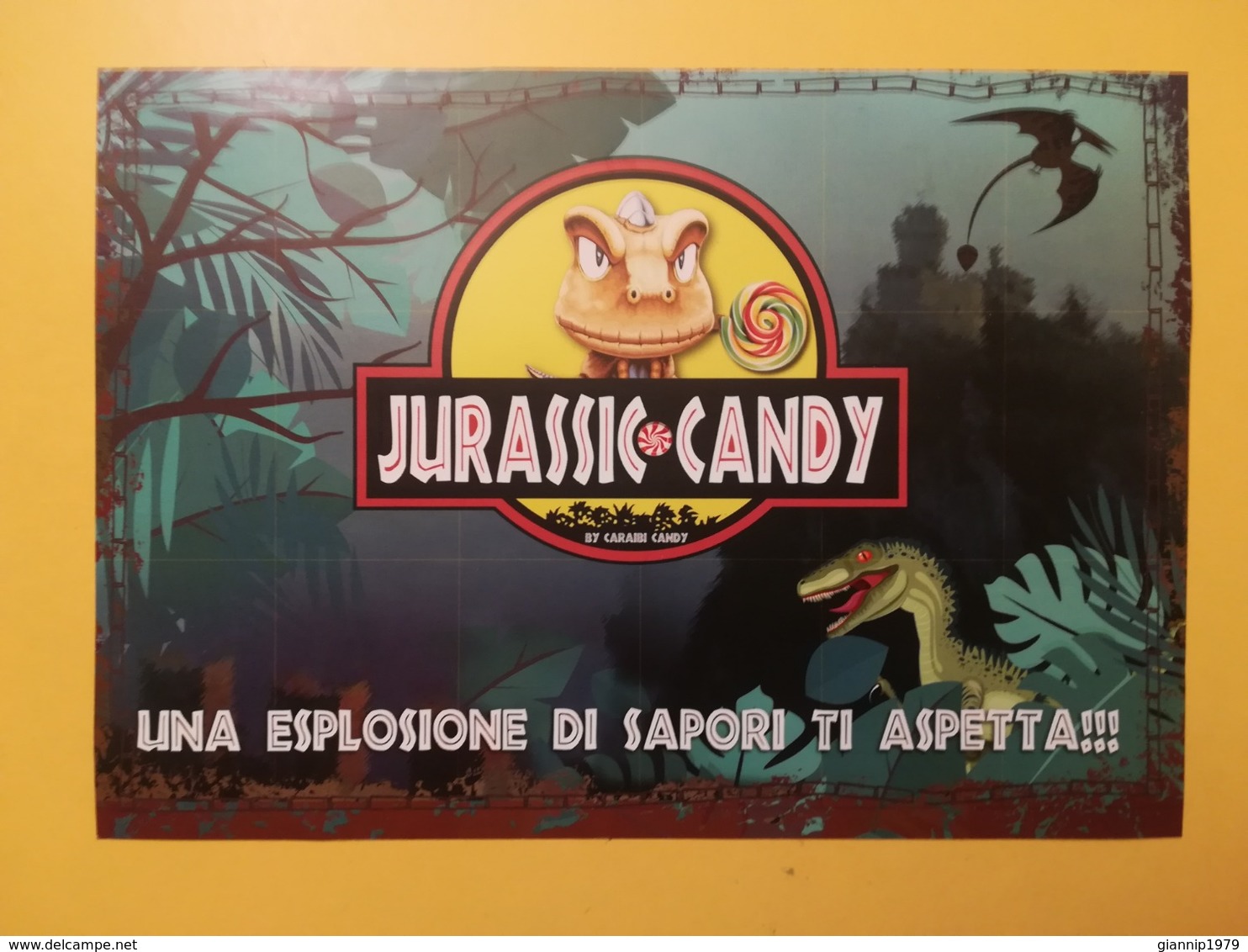 BIGLIETTO DEPLIAN VOLANTINO JURASSIC CANDY REPUBBLICA SAN MARINO CON CARTINA - Biglietti D'ingresso