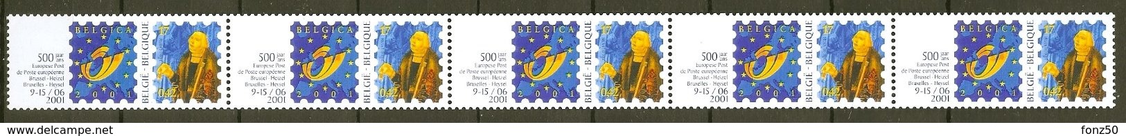 BELGIE 2001 * R 99  Strip Van 5 Met NR * Postfris Xx - Coil Stamps