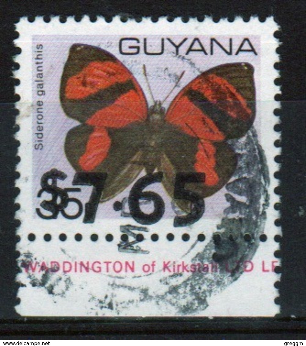 Guyana Single Stamp From The 1978 Butterflies Set Overprinted With $7.65. - Guyana (1966-...)