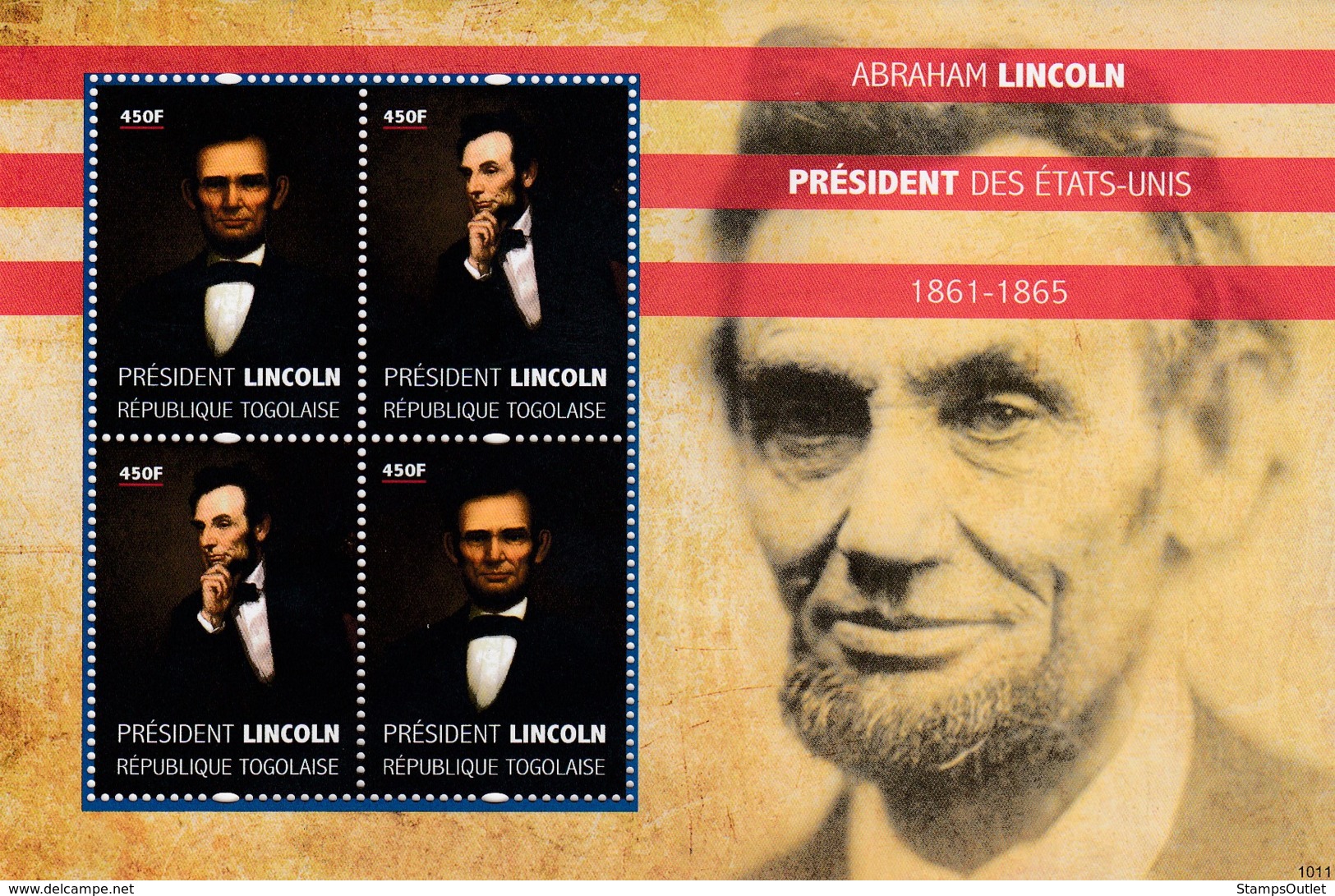 Togo - Abraham Lincoln President Des Etats - Unis 1861-1865 4v - Togo (1960-...)