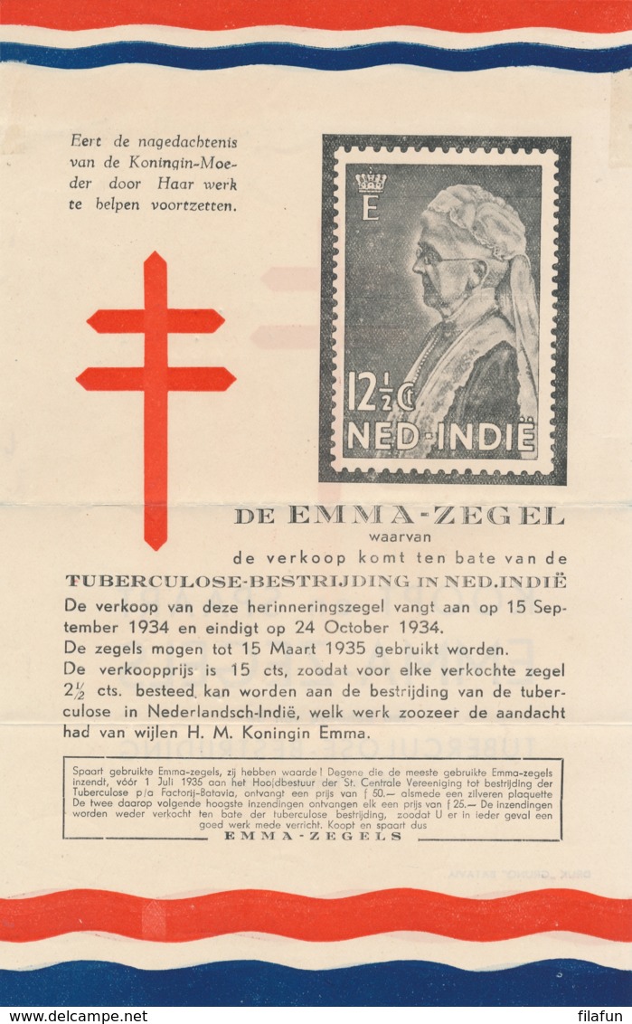 Nederlands Indië - 1934 - Leaflet En Cover Emma Zegels Ten Bate Van Tuberculose Bestrijding - Netherlands Indies