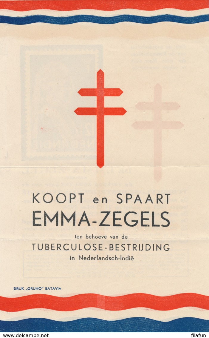 Nederlands Indië - 1934 - Leaflet En Cover Emma Zegels Ten Bate Van Tuberculose Bestrijding - Netherlands Indies