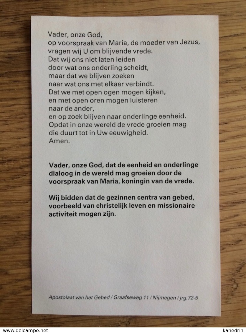 Apostolaat Van Het Gebed Te Nijmegen, Vrede - Devotion Images