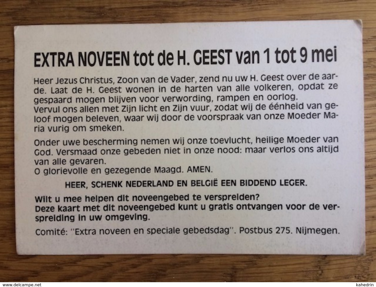 Extra Noveen Tot De H. Geest Van 1 Tot 9 Mei, Nijmegen - Santini