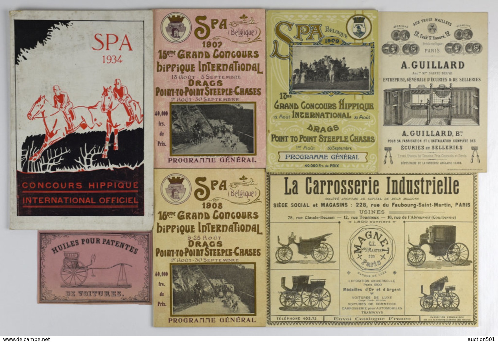 28688g Grand Concours Hippique De Spa. Ensemble De 4 Programmes Datés De 1907 à 1909 Et 1934 - Programs