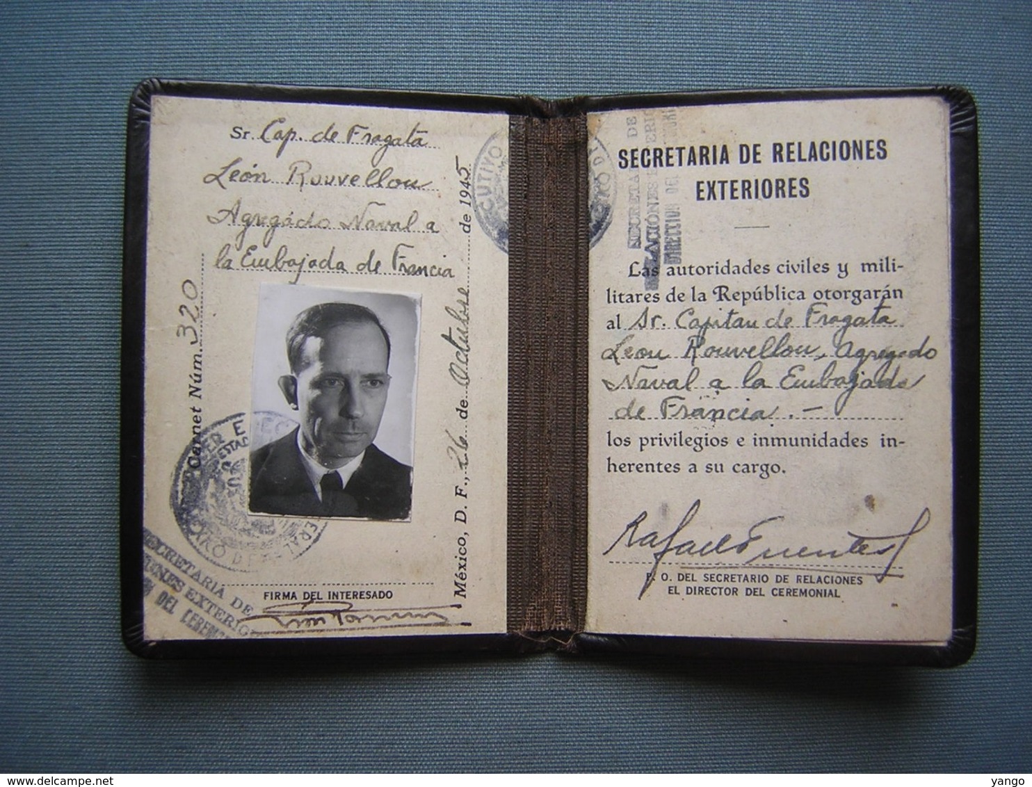 MEXIQUE - CARTE DE DIPLOMATE FRANCAIS - RELATIONS EXTERIEURES 1945 ( 2 ) - Documents Historiques