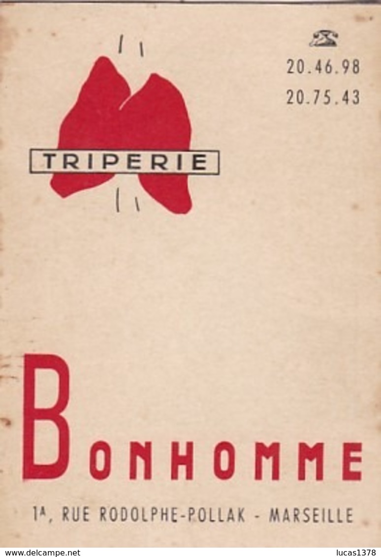 MARSEILLE / TRIPERIE BONHOMME / 1 RUE RODOLPHE POLLACK / CALENDRIER1964 - Petit Format : 1961-70