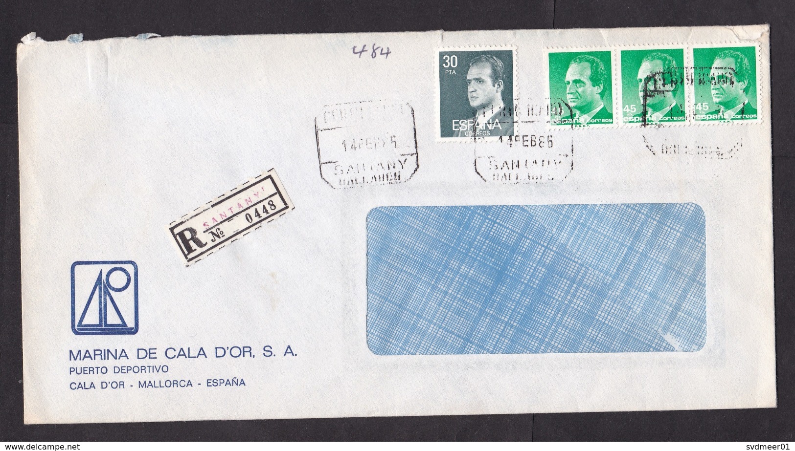 Spain: Registered Cover, 1986, 4 Stamps, R-label Santany, Mallorca, Balearic Islands (damaged, See Scan) - Brieven En Documenten