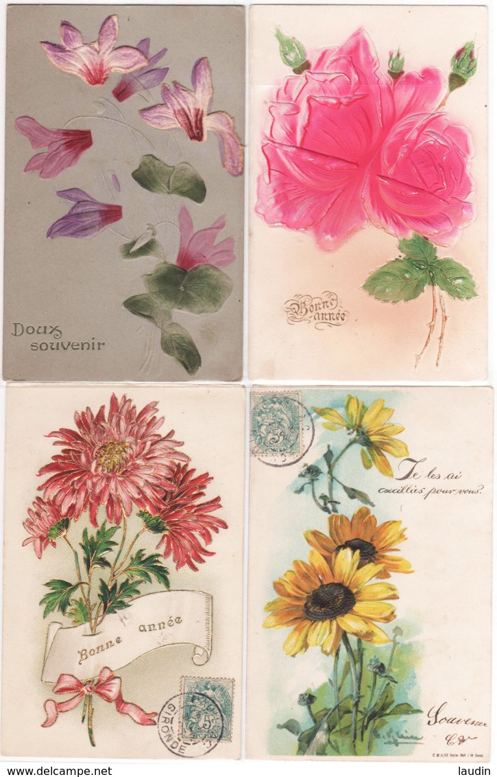 Lot 4 De 35 Cartes Postales Gaufrées , Fleurs , Souvenirs , Multivues , Tous Les Visuels Dans L'annonce - 5 - 99 Postcards