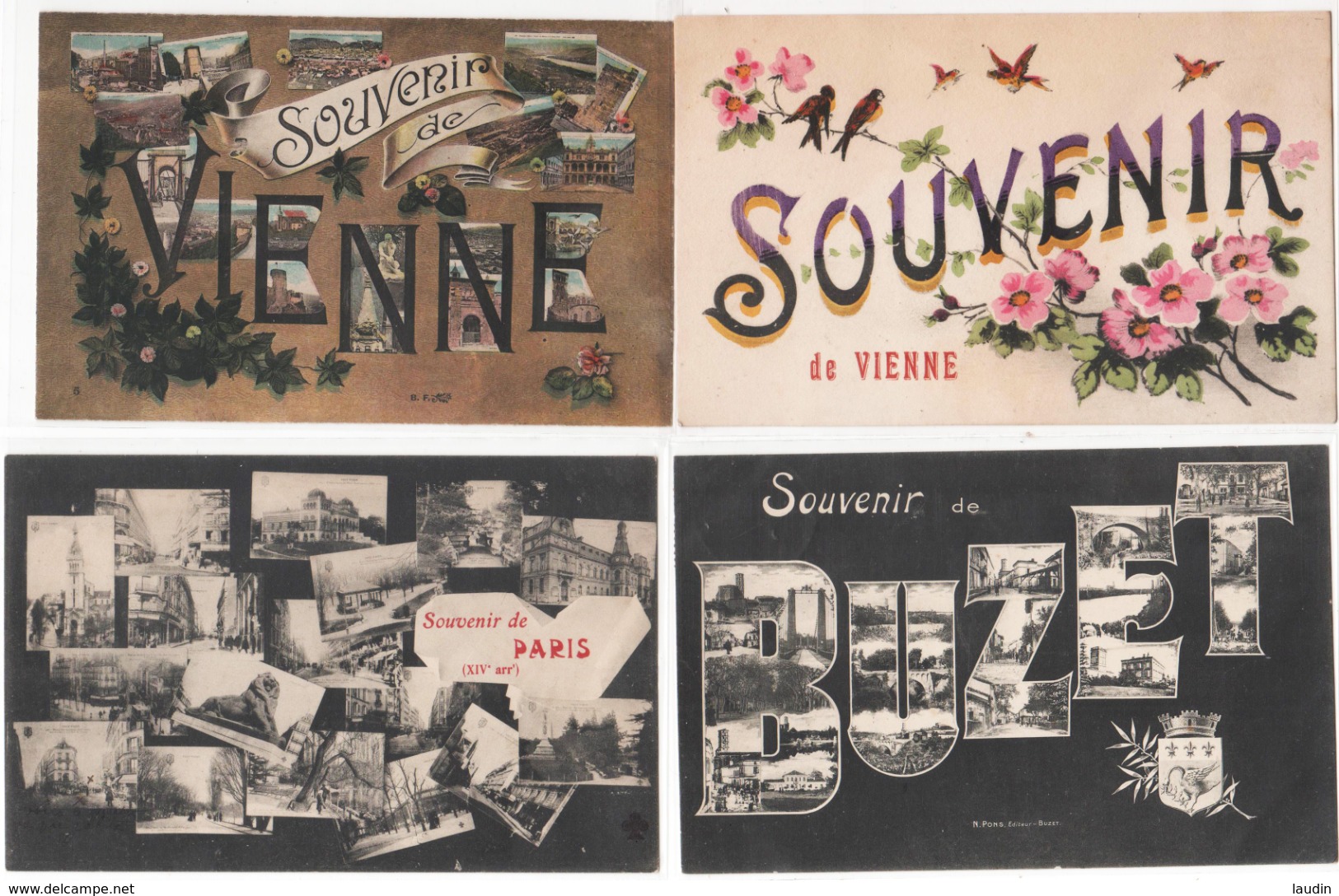 Lot 4 de 35 cartes postales gaufrées , fleurs , souvenirs , multivues , tous les visuels dans l'annonce