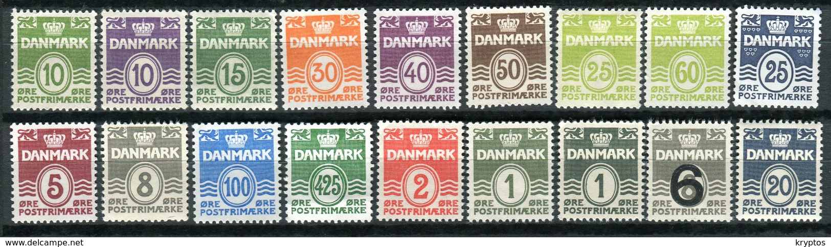 Denmark. A Selection Of 18 **/* Low Values "Numbers" - Lotes & Colecciones