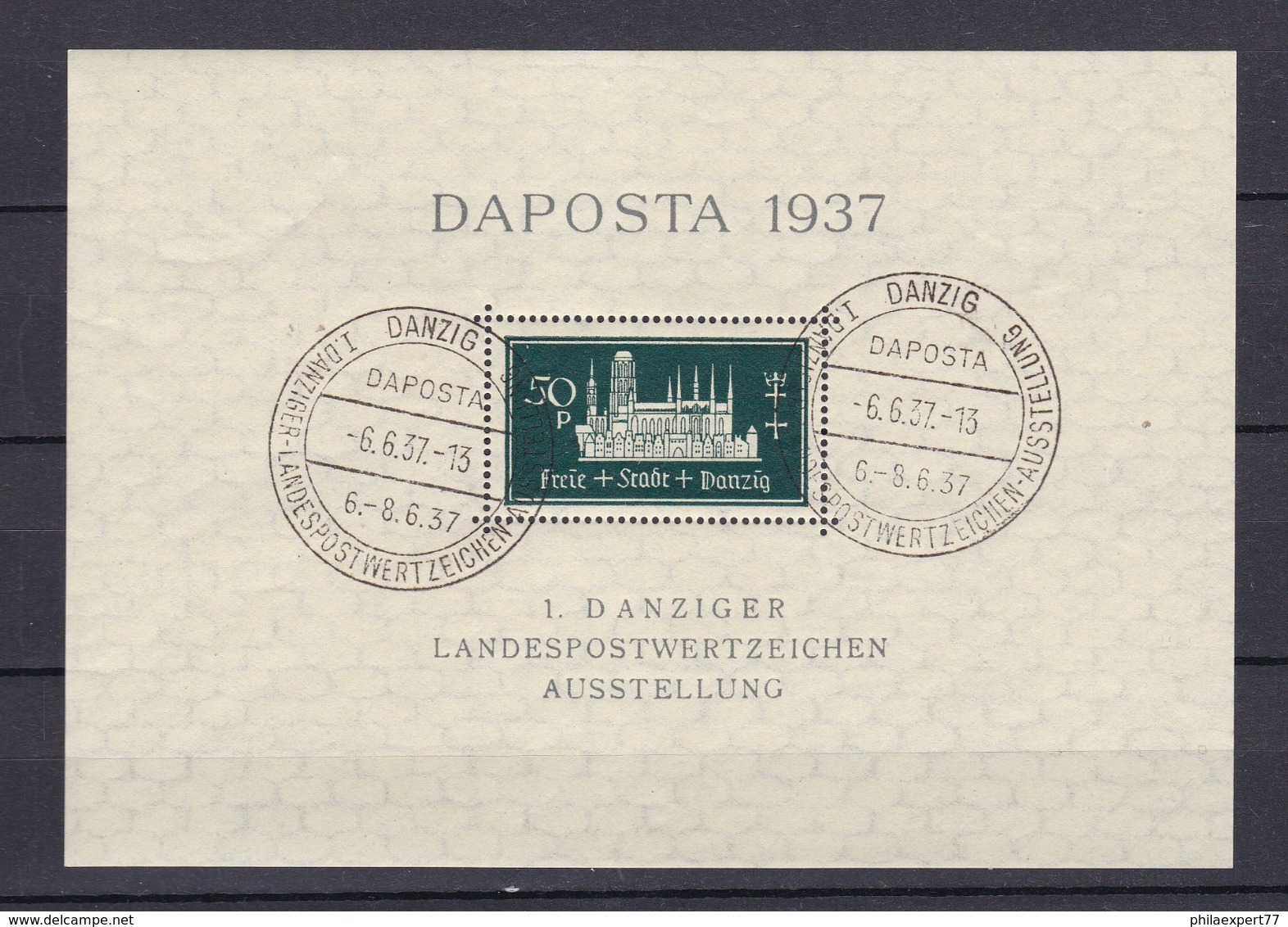 Danzig - 1937 - Michel Nr. Block 1 - Gest. - Sonderstempel - 25 Euro - Sonstige & Ohne Zuordnung