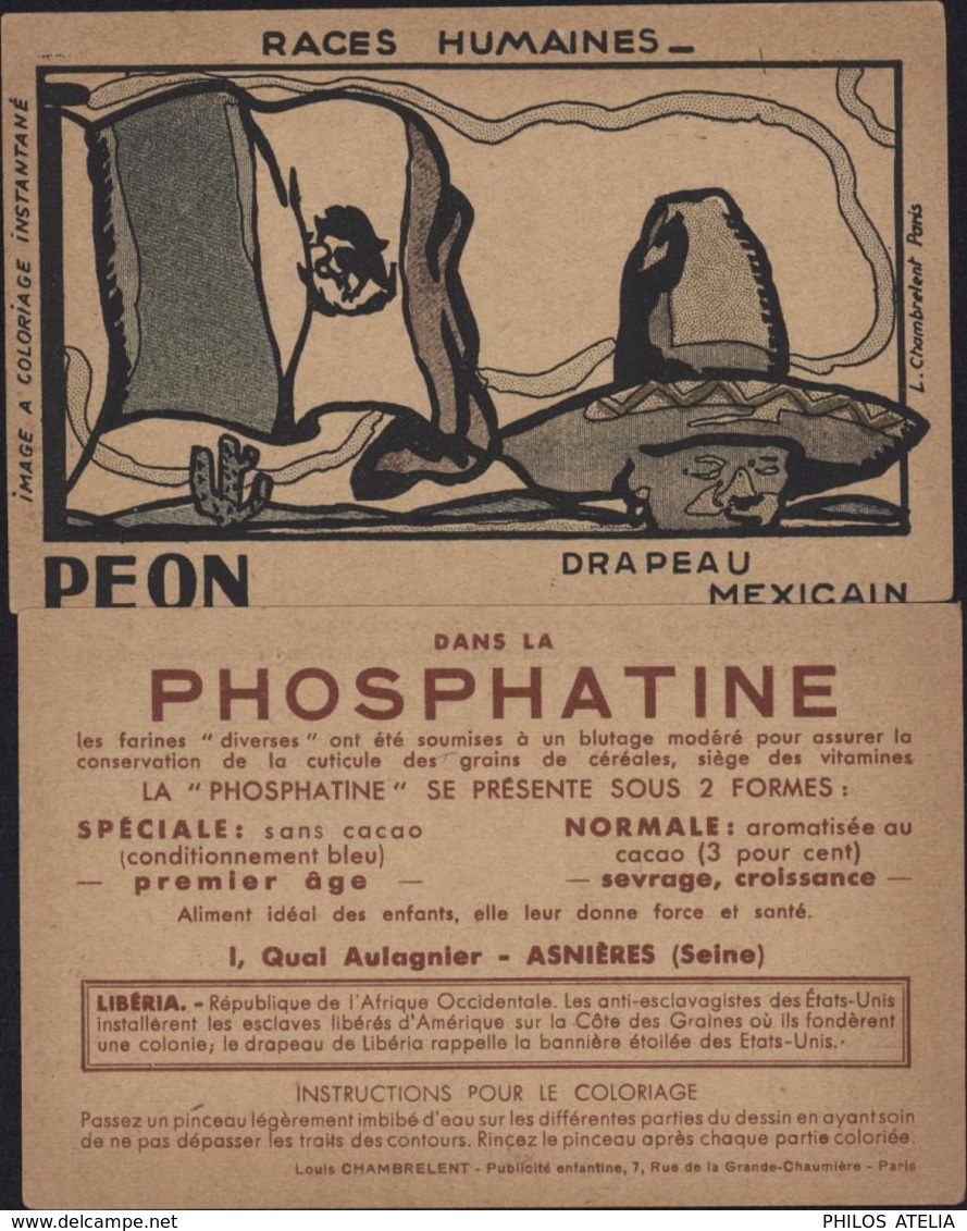 Lot CPA Races Humaines Coloriage Instantané Nègre D'Afrique Peon Japonaise Européen Lapon Sioux Publicité Phosphatine - Unclassified